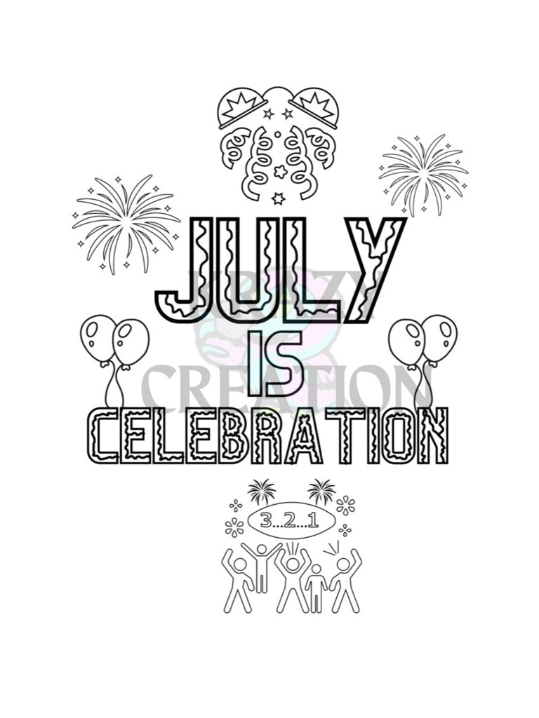 July Coloring Page (Shipped to you)