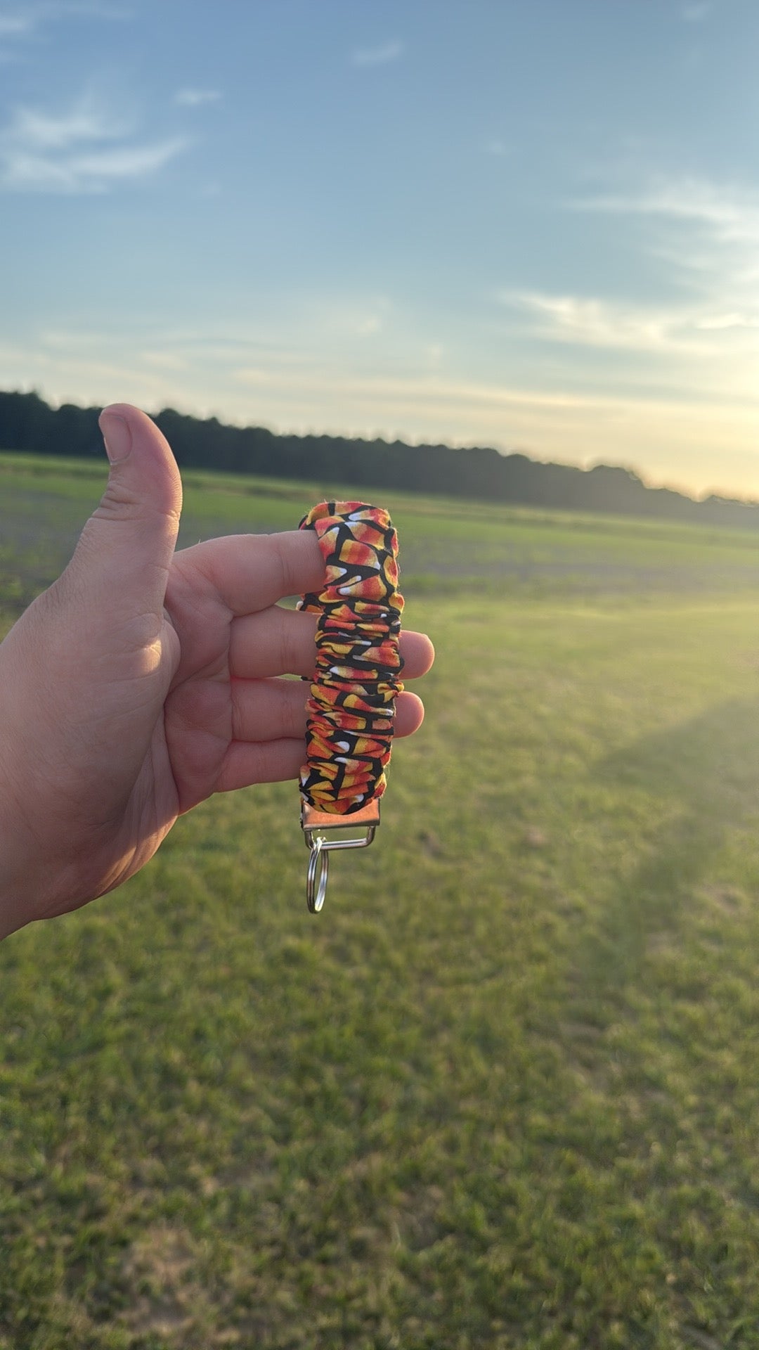 Candy Corn Scrunchie Keychain