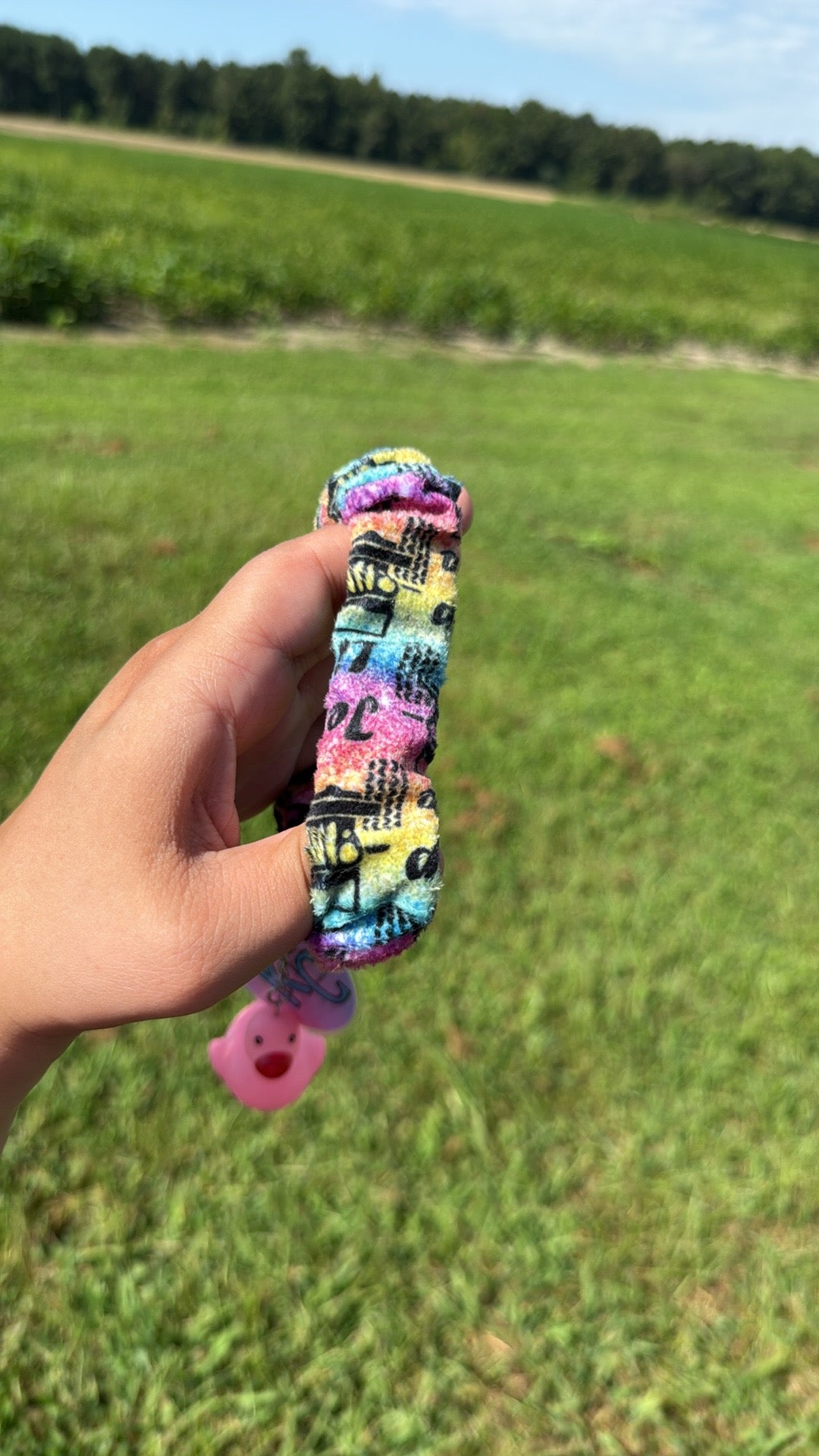 Rainbow Jeep Life Scrunchie Keychain