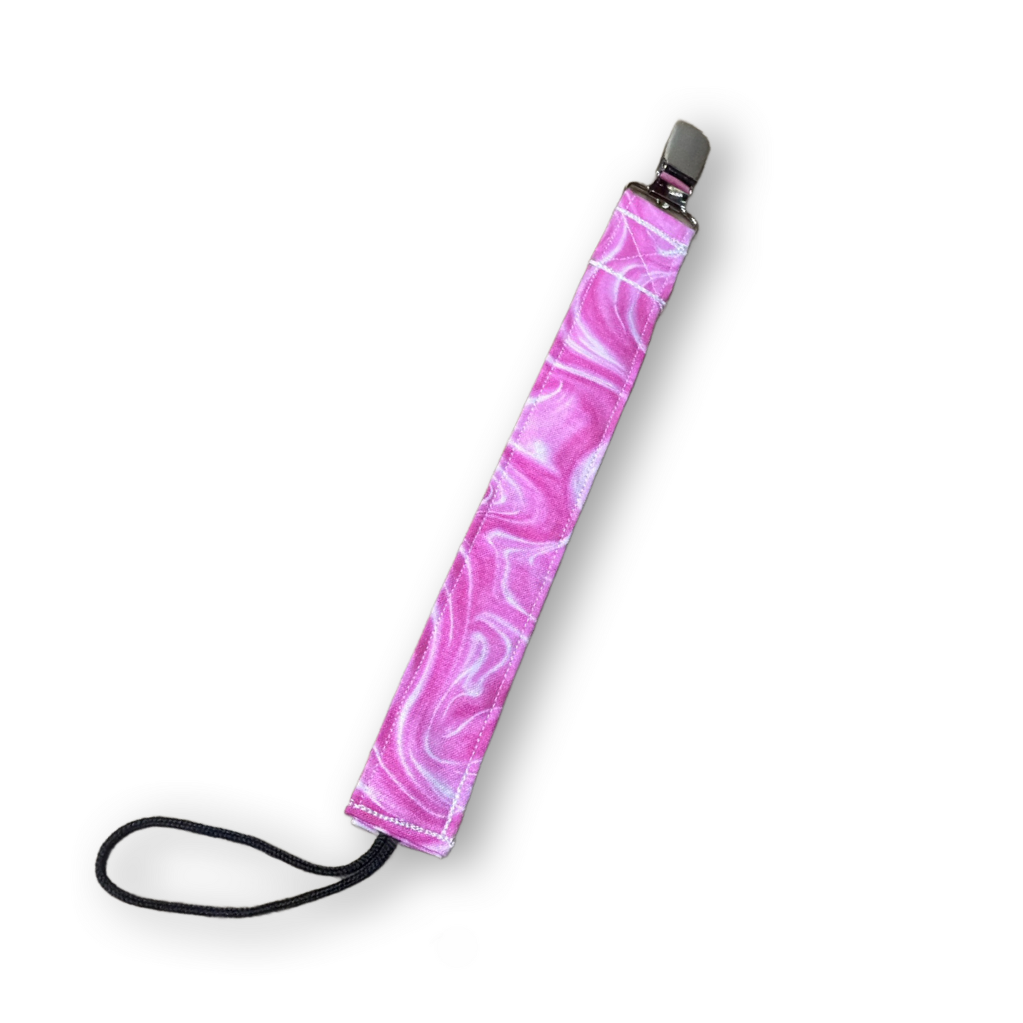 Pink and White Pacifier Clip (Floppy)