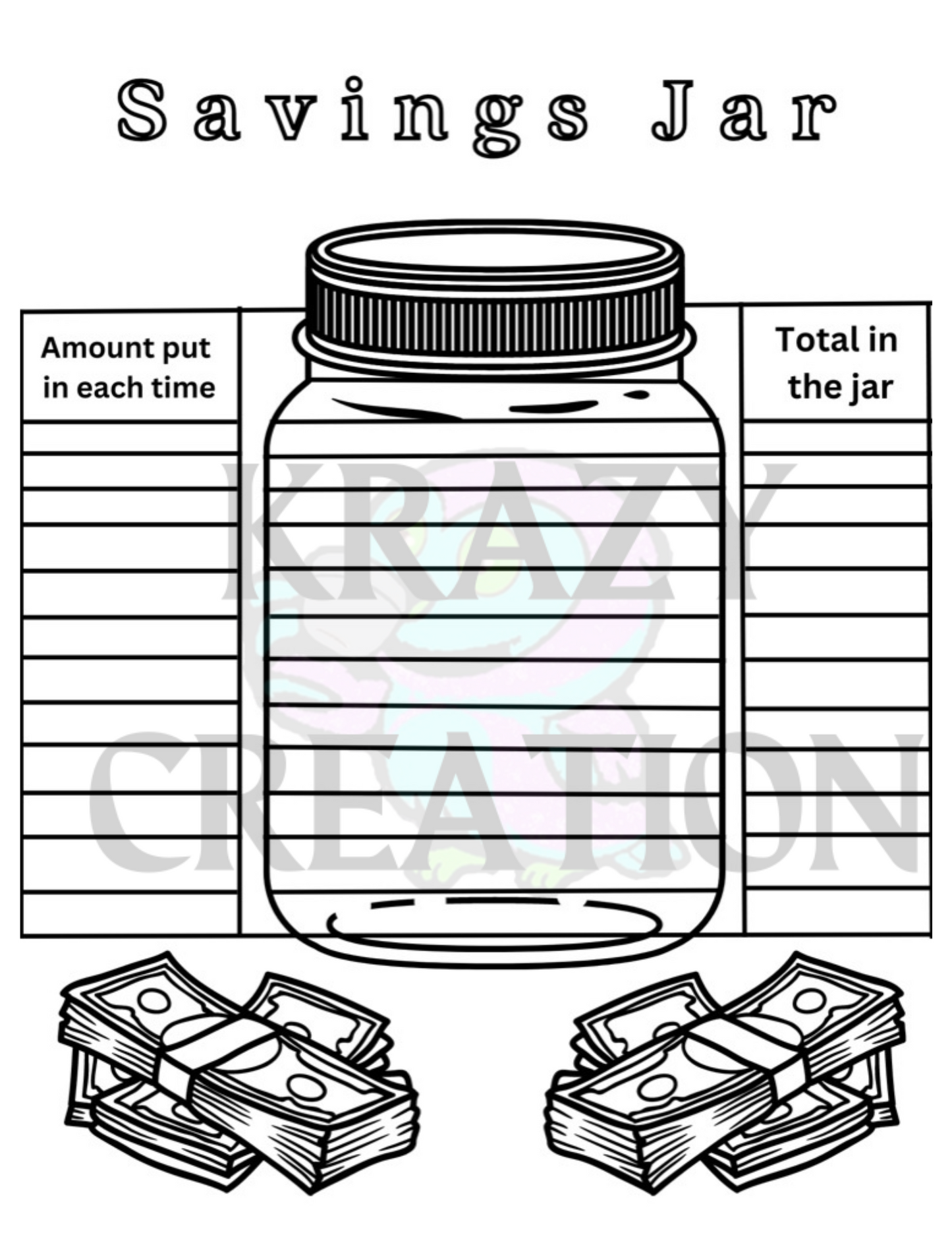Savings Jar Sheet (Emailed to you)