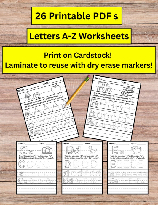 26 Printable PDF Pages Of Alphabet Tracing Activities For Toddlers To Learn How To Write Their Letters