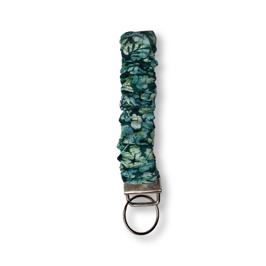 Blue Fall Leaves Scrunchie Keychain
