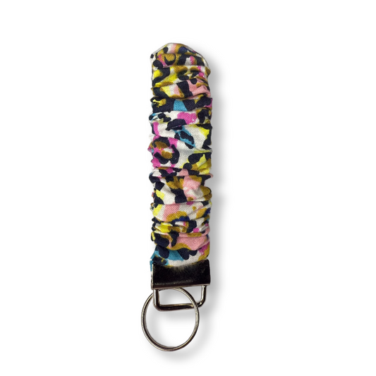 Rainbow Cheetah Scrunchie Keychain