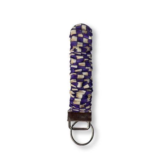 Purple Checkered Scrunchie Keychain
