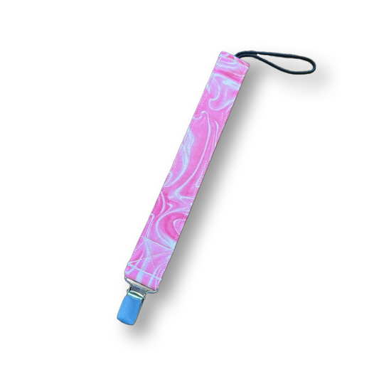 Pink & White Pacifier Clip