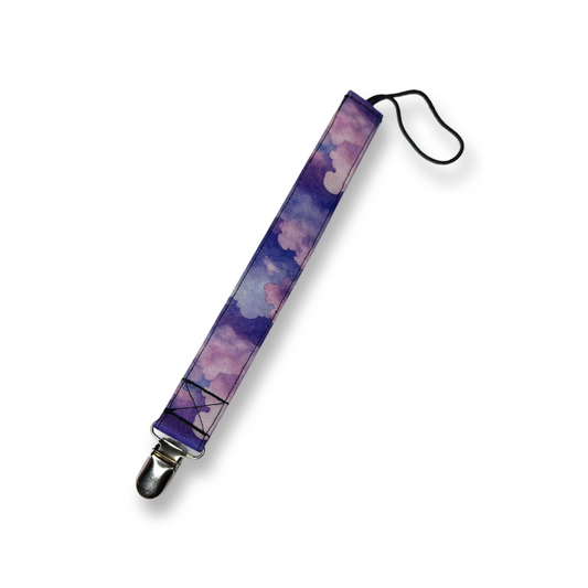 Purple Clouds Pacifier Clip (Floppy)