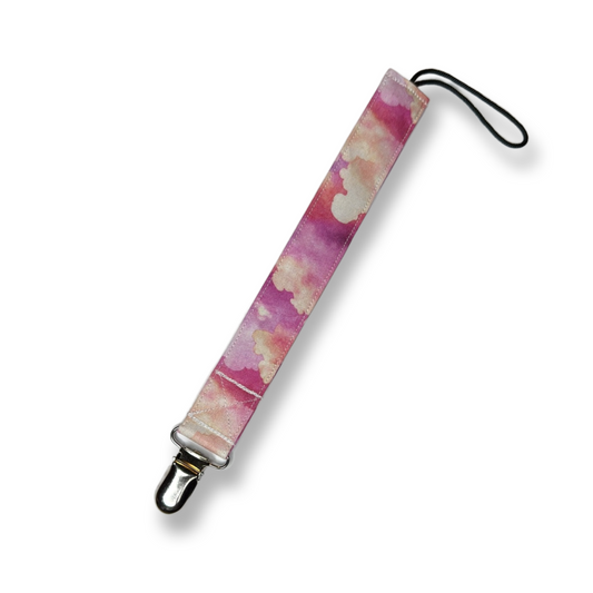 Pink Clouds Pacifier Clip (Floppy)