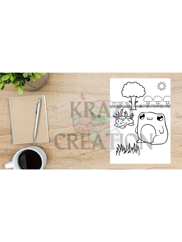 Frog Coloring Page (Emailed to you)