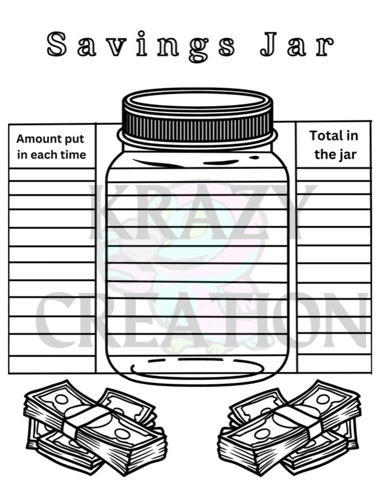 Savings Jar Sheet (Shipped to you)