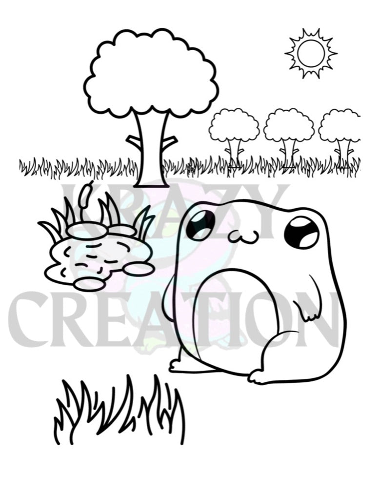 Frog Coloring Page (Emailed to you)