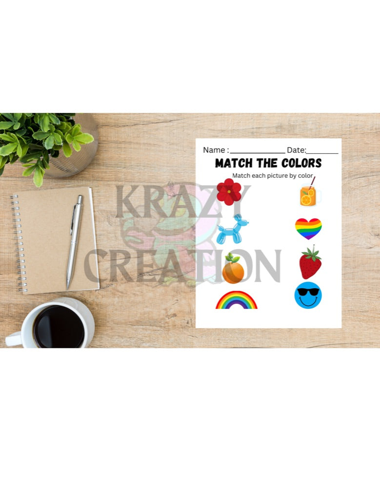 Match the Colors Toddler Worksheet (Emailed to you)