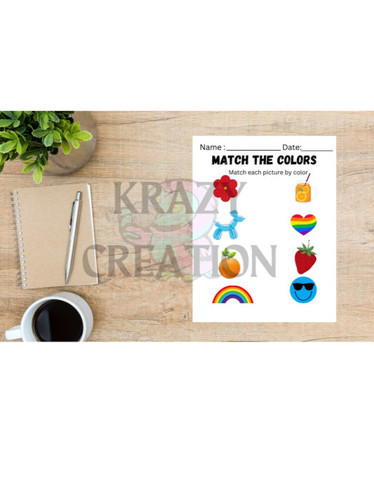Match the Colors Toddler Worksheet (Emailed to you)