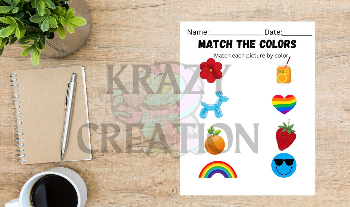 Match The Colors Toddler Worksheet (Shipped to you)