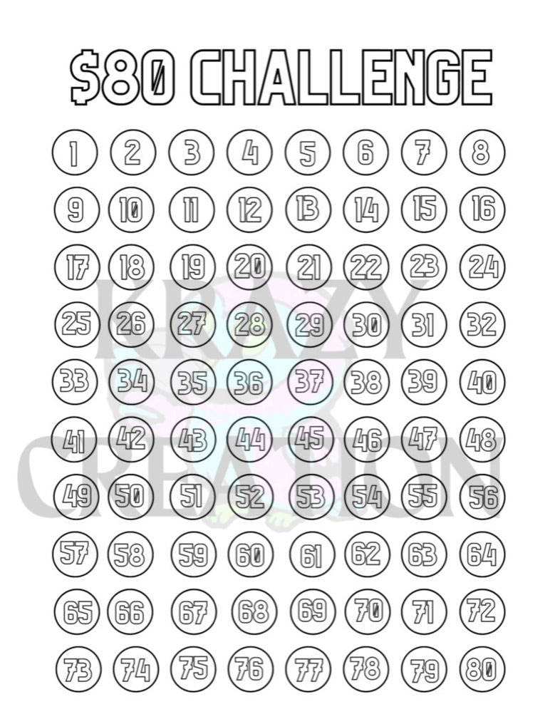 $80 Challenge Sheet (Emailed to you)