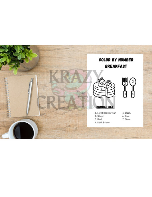 Breakfast Color By Number (Emailed to you)