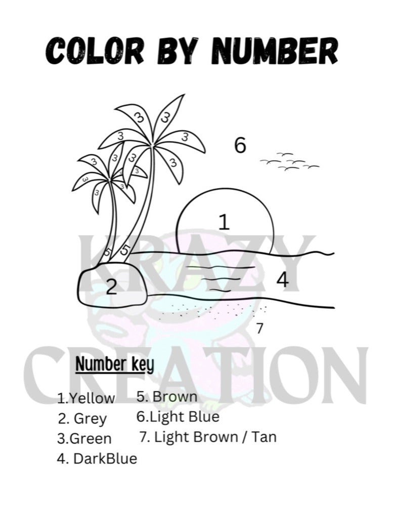 Beach  Color By Number (Emailed to you)