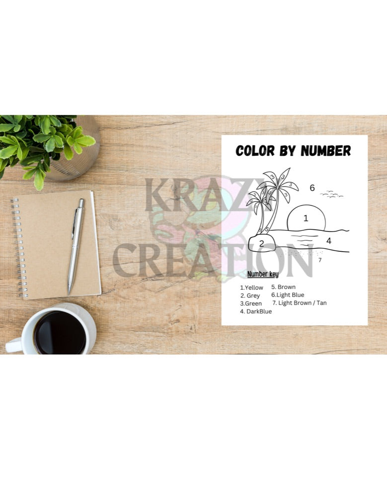 Beach  Color By Number (Emailed to you)
